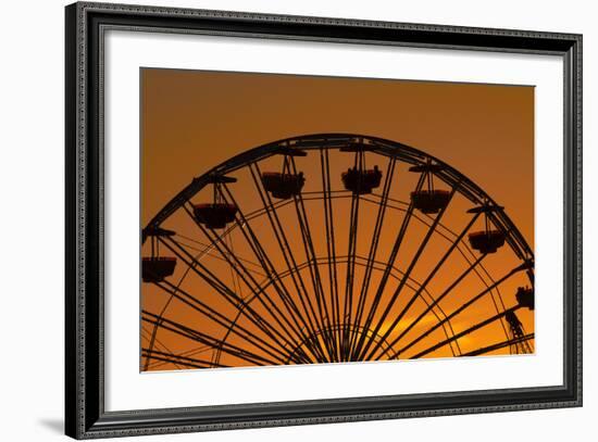 Los Angeles, Santa Monica, Ferris Wheel at Sunset, Santa Monica Pier-David Wall-Framed Photographic Print