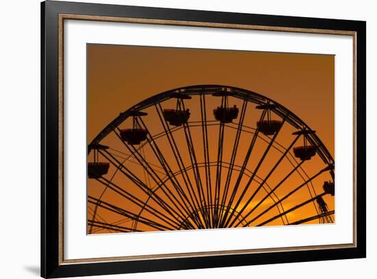 Los Angeles, Santa Monica, Ferris Wheel at Sunset, Santa Monica Pier-David Wall-Framed Photographic Print