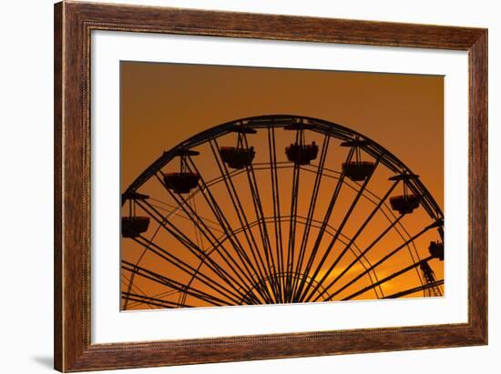 Los Angeles, Santa Monica, Ferris Wheel at Sunset, Santa Monica Pier-David Wall-Framed Photographic Print