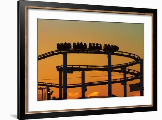 Los Angeles, Santa Monica, Roller Coaster at Sunset, Pacific Park-David Wall-Framed Photographic Print