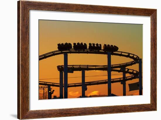 Los Angeles, Santa Monica, Roller Coaster at Sunset, Pacific Park-David Wall-Framed Photographic Print