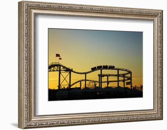 Los Angeles, Santa Monica, Roller Coaster at Sunset, Pacific Park-David Wall-Framed Photographic Print