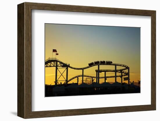 Los Angeles, Santa Monica, Roller Coaster at Sunset, Pacific Park-David Wall-Framed Photographic Print