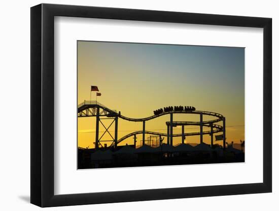 Los Angeles, Santa Monica, Roller Coaster at Sunset, Pacific Park-David Wall-Framed Photographic Print