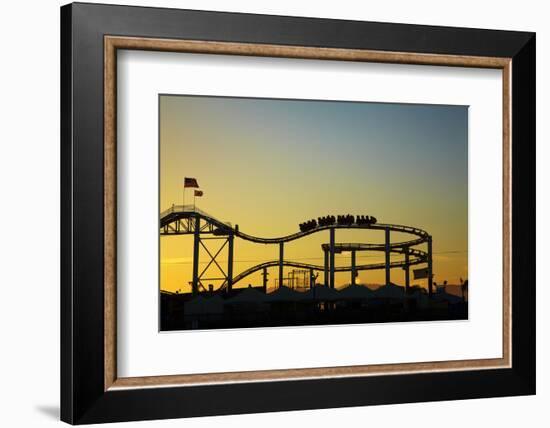 Los Angeles, Santa Monica, Roller Coaster at Sunset, Pacific Park-David Wall-Framed Photographic Print