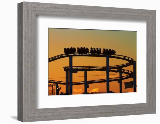 Los Angeles, Santa Monica, Roller Coaster at Sunset, Pacific Park-David Wall-Framed Photographic Print