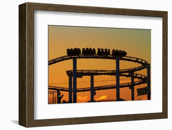 Los Angeles, Santa Monica, Roller Coaster at Sunset, Pacific Park-David Wall-Framed Photographic Print