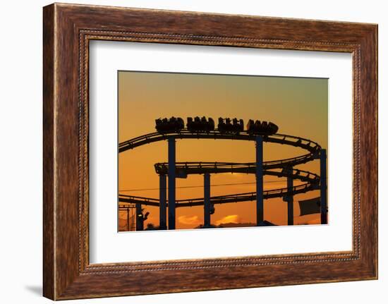Los Angeles, Santa Monica, Roller Coaster at Sunset, Pacific Park-David Wall-Framed Photographic Print