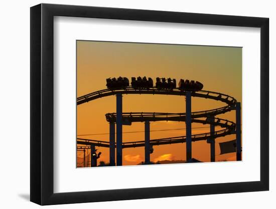 Los Angeles, Santa Monica, Roller Coaster at Sunset, Pacific Park-David Wall-Framed Photographic Print