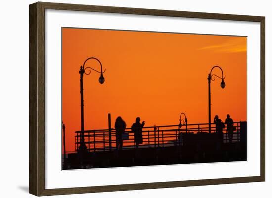 Los Angeles, Santa Monica, Santa Monica Pier at Sunset-David Wall-Framed Photographic Print