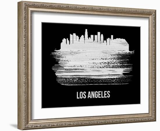 Los Angeles Skyline Brush Stroke - White-NaxArt-Framed Art Print