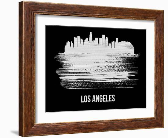 Los Angeles Skyline Brush Stroke - White-NaxArt-Framed Art Print