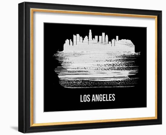 Los Angeles Skyline Brush Stroke - White-NaxArt-Framed Art Print