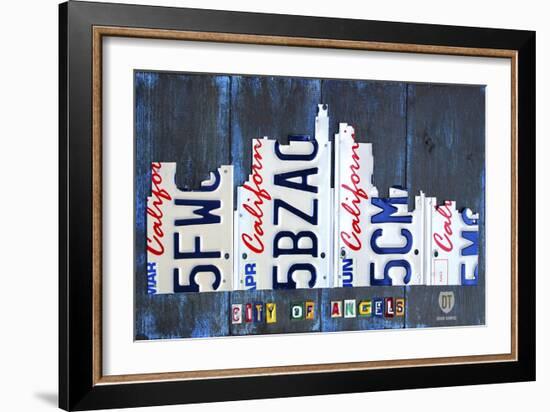 Los Angeles Skyline License Plate Art-Design Turnpike-Framed Giclee Print