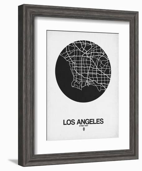 Los Angeles Street Map Black on White-NaxArt-Framed Art Print