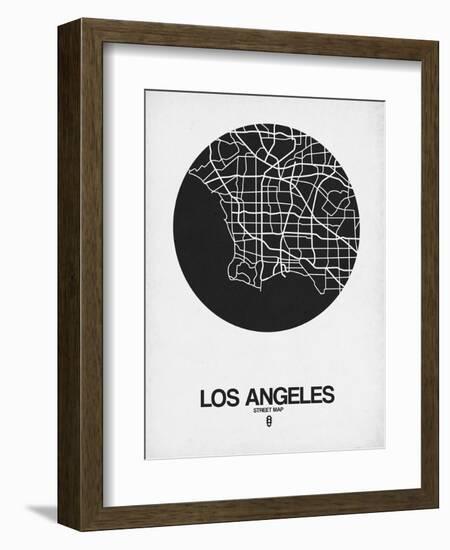 Los Angeles Street Map Black on White-NaxArt-Framed Art Print