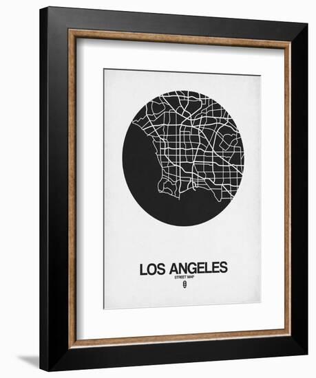 Los Angeles Street Map Black on White-NaxArt-Framed Art Print