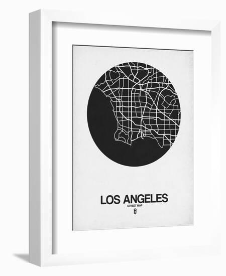 Los Angeles Street Map Black on White-NaxArt-Framed Art Print