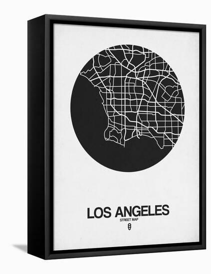 Los Angeles Street Map Black on White-NaxArt-Framed Stretched Canvas