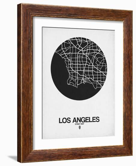 Los Angeles Street Map Black on White-NaxArt-Framed Art Print