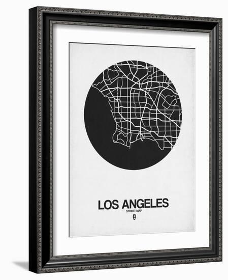 Los Angeles Street Map Black on White-NaxArt-Framed Art Print