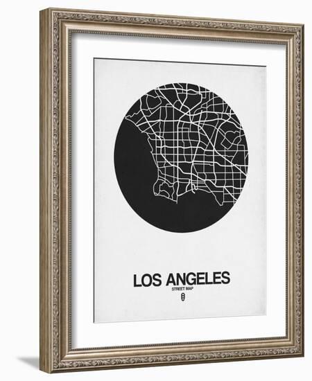 Los Angeles Street Map Black on White-NaxArt-Framed Art Print