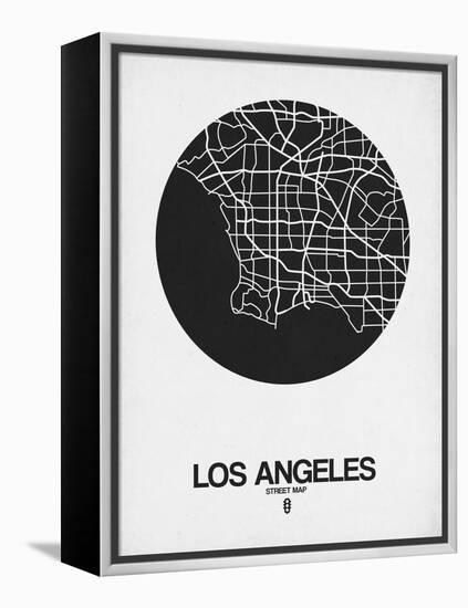 Los Angeles Street Map Black on White-NaxArt-Framed Stretched Canvas