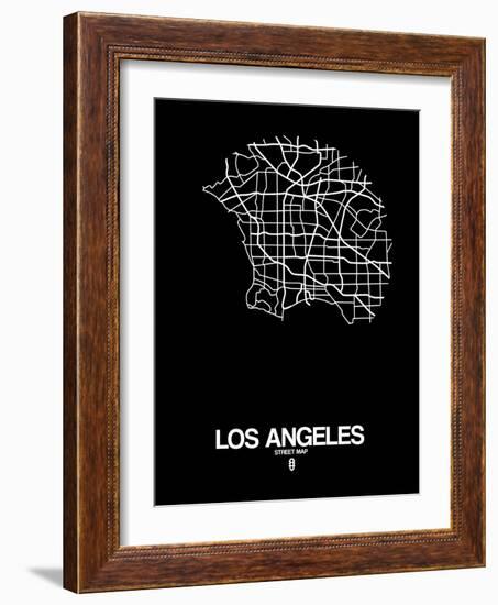 Los Angeles Street Map Black-NaxArt-Framed Art Print