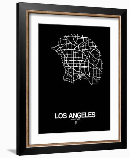 Los Angeles Street Map Black-NaxArt-Framed Art Print