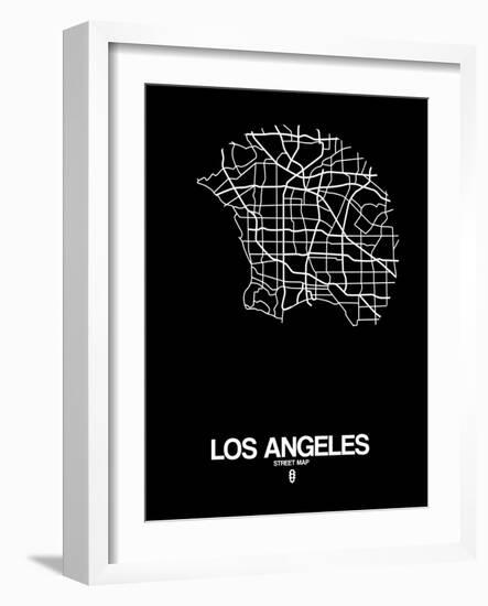 Los Angeles Street Map Black-NaxArt-Framed Art Print