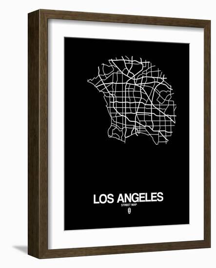 Los Angeles Street Map Black-null-Framed Art Print