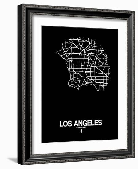 Los Angeles Street Map Black-null-Framed Art Print