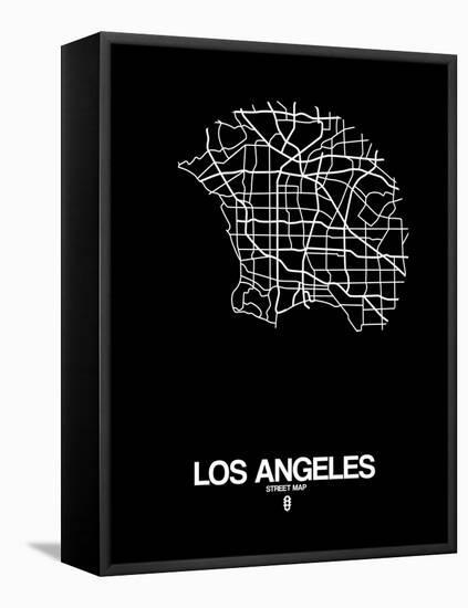 Los Angeles Street Map Black-null-Framed Stretched Canvas