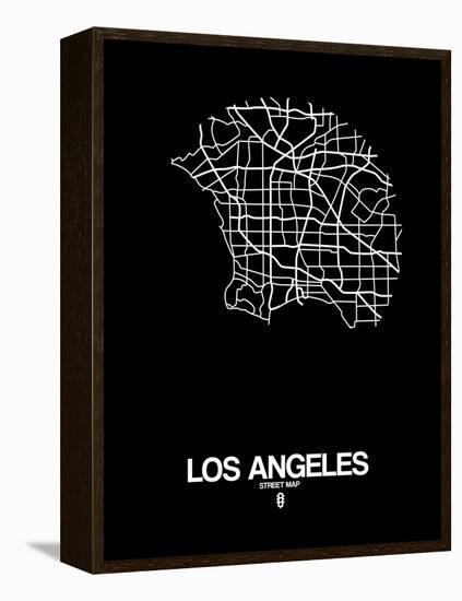 Los Angeles Street Map Black-null-Framed Stretched Canvas