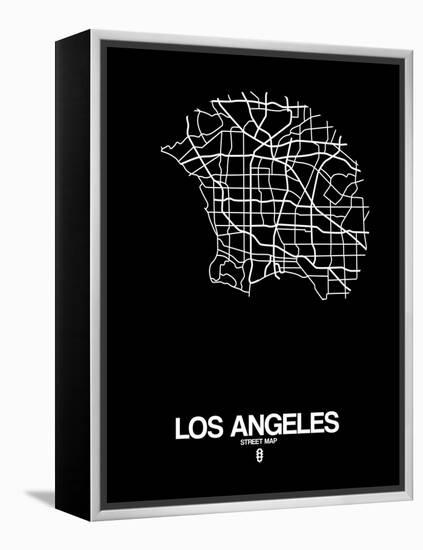 Los Angeles Street Map Black-null-Framed Stretched Canvas