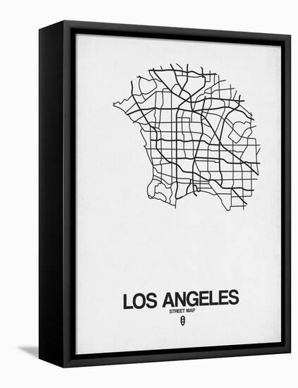 Los Angeles Street Map White-NaxArt-Framed Stretched Canvas
