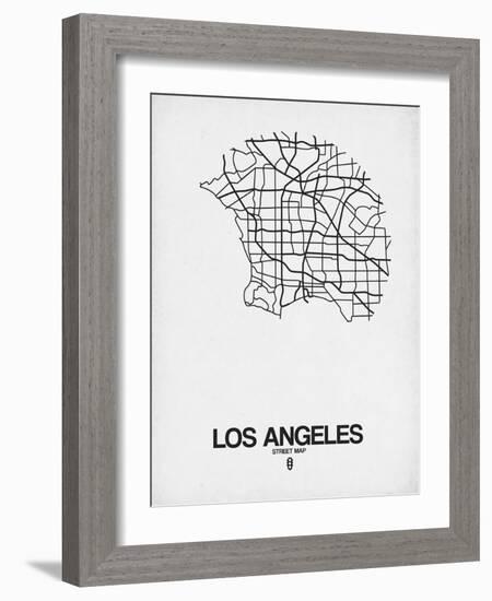 Los Angeles Street Map White-NaxArt-Framed Art Print