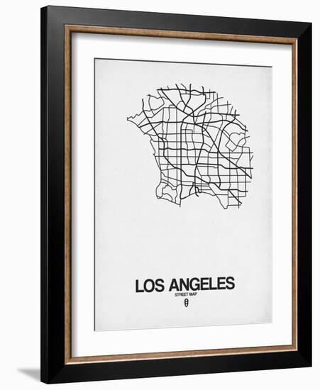 Los Angeles Street Map White-NaxArt-Framed Art Print