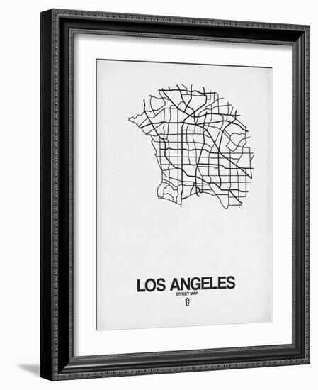 Los Angeles Street Map White-NaxArt-Framed Art Print