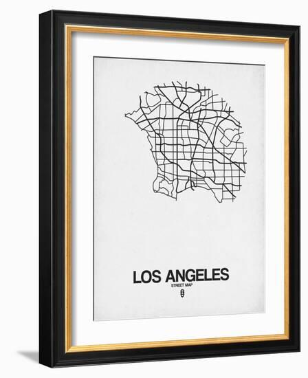 Los Angeles Street Map White-NaxArt-Framed Art Print