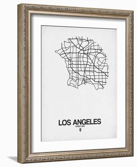 Los Angeles Street Map White-null-Framed Art Print