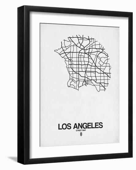 Los Angeles Street Map White-null-Framed Art Print