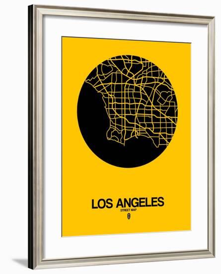 Los Angeles Street Map Yellow-NaxArt-Framed Art Print