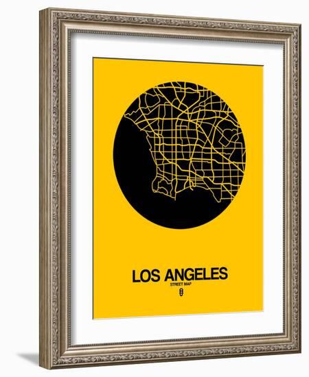 Los Angeles Street Map Yellow-NaxArt-Framed Art Print