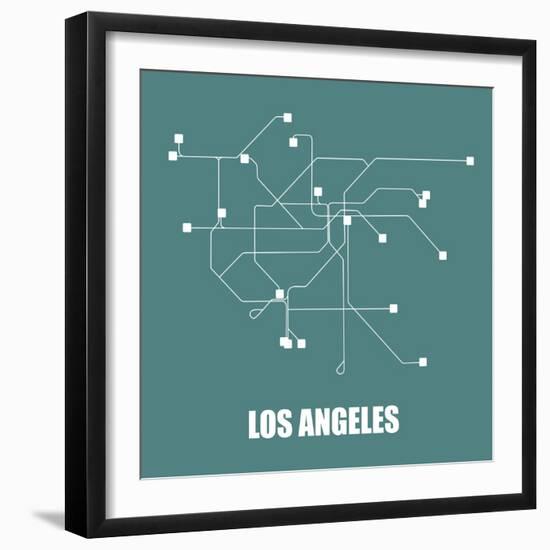 Los Angeles Teal Subway Map-null-Framed Art Print