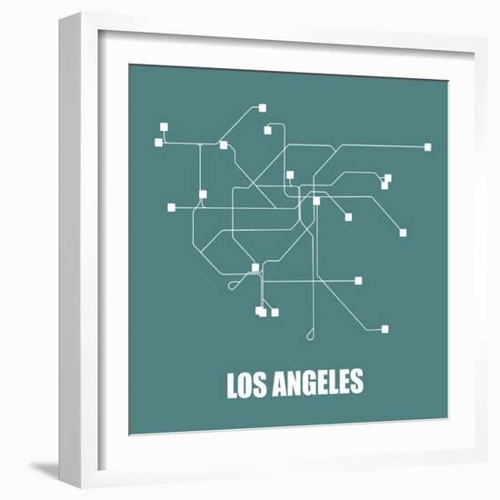 Los Angeles Teal Subway Map-null-Framed Art Print