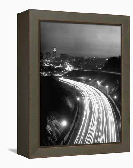 Los Angeles Traffic Traveling at Night-Loomis Dean-Framed Premier Image Canvas