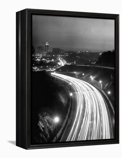 Los Angeles Traffic Traveling at Night-Loomis Dean-Framed Premier Image Canvas