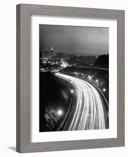 Los Angeles Traffic Traveling at Night-Loomis Dean-Framed Photographic Print