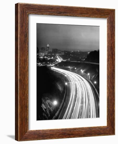 Los Angeles Traffic Traveling at Night-Loomis Dean-Framed Photographic Print